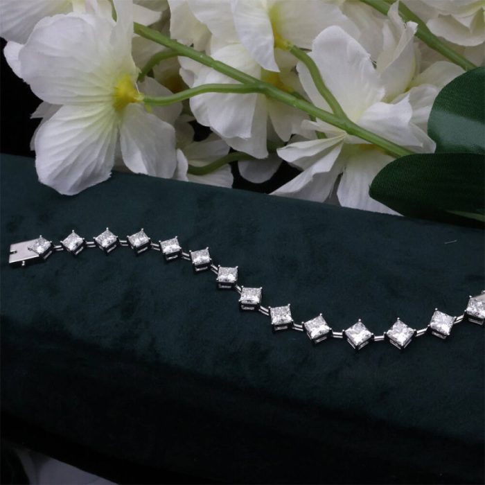 Princess Cut Lab Grown Diamonds Tennis Bracelets