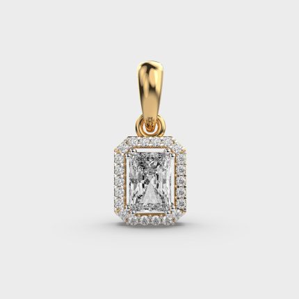 90 Cent Radiant with Halo Lab Grown Diamond Pendant